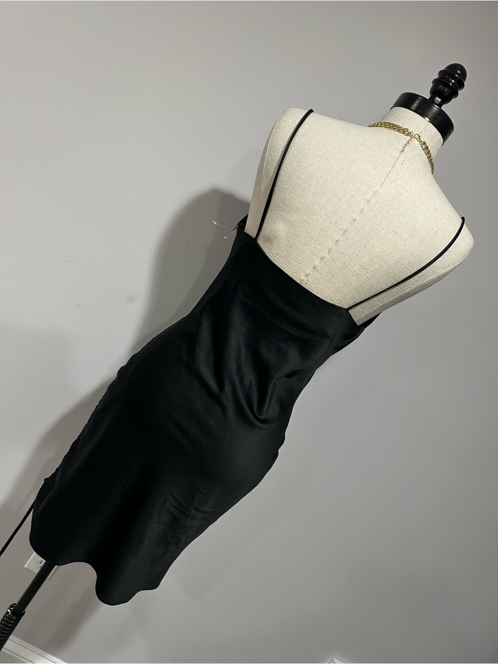 Topshop Black Satin Mini Slip Dress with Cowl Neck - Picture 5 of 6